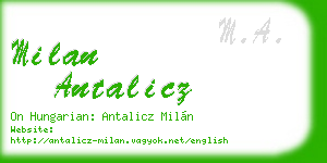 milan antalicz business card