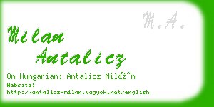 milan antalicz business card